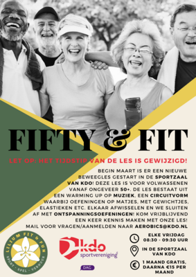 wijziging tijd Fifty-fit naar 8:30 tot 9:30 uur op vrijdag.